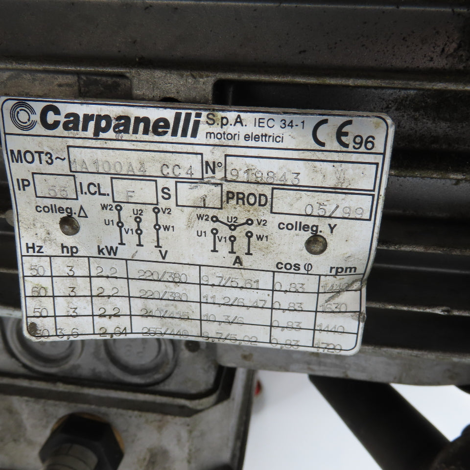Bonfiglioli C412 P P100 12.4:1 Ratio Brake Gear Motor 2.2/2.6kW 220/440V 50/60Hz