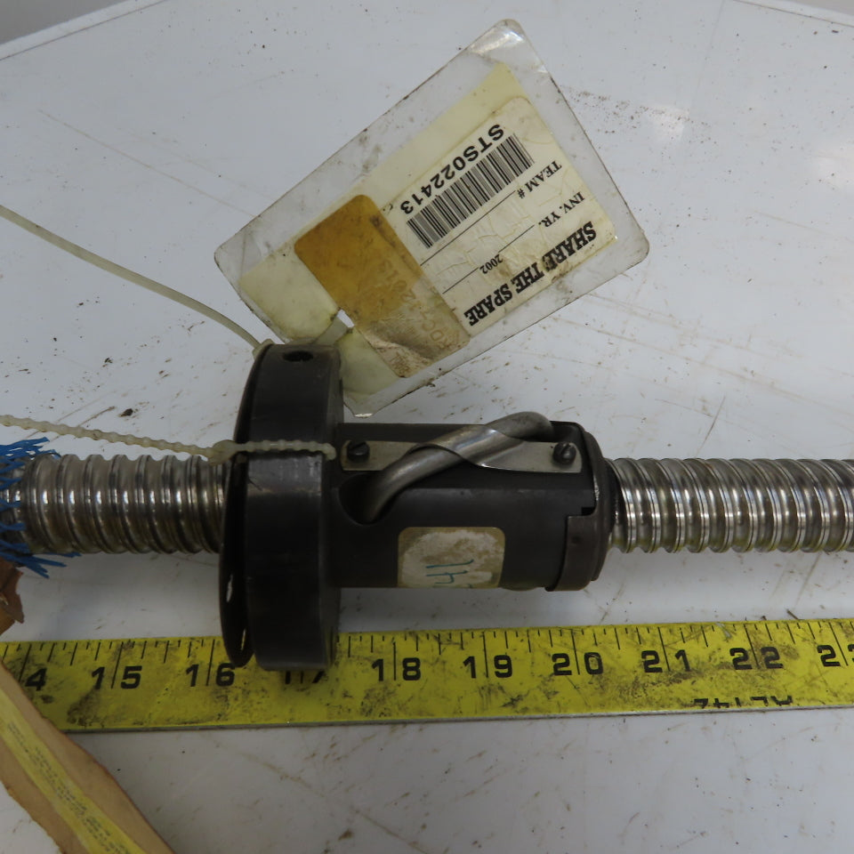 25mm Diam x 14mm Double Pitch Ball Screw & Nut Assembly 1375mm OAL 1080mm Travel