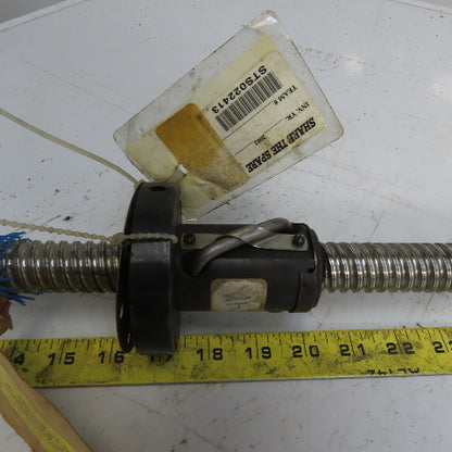 25mm Diam x 14mm Double Pitch Ball Screw & Nut Assembly 1375mm OAL 1080mm Travel