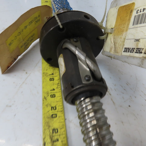 25mm Diam x 14mm Double Pitch Ball Screw & Nut Assembly 1375mm OAL 1080mm Travel