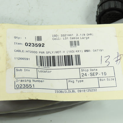 Hypertherm 023592 HT2000 Power Supply/MOT-V 1x3/4x1 Cable 75' OAL 37-Pin Plugs