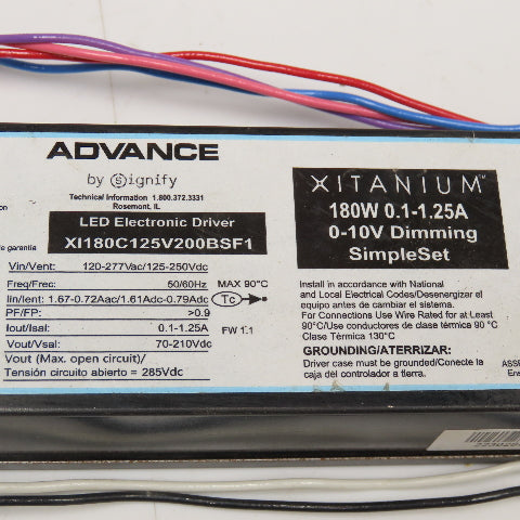 Advance XI180C125V200BSF1M 120/277V LED Electronic Driver Dimming Ballast