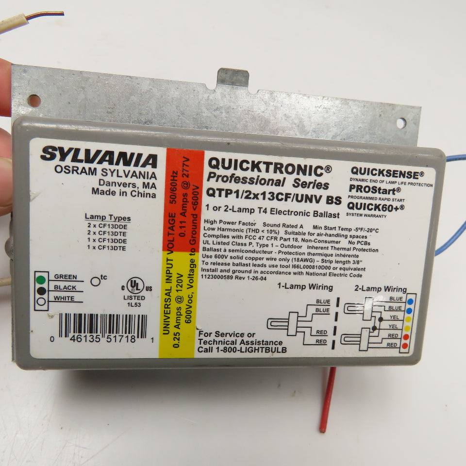 Sylvania QTP1/2X13CF/UNV-BS Quicktronic 1 Or 2 Lamp Electric Ballast 120/277V