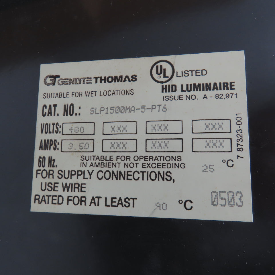 Genlyte Thomas SLP1500MA-5-PT6 480V 60Hz Wet Location Hanging HID Luminaire