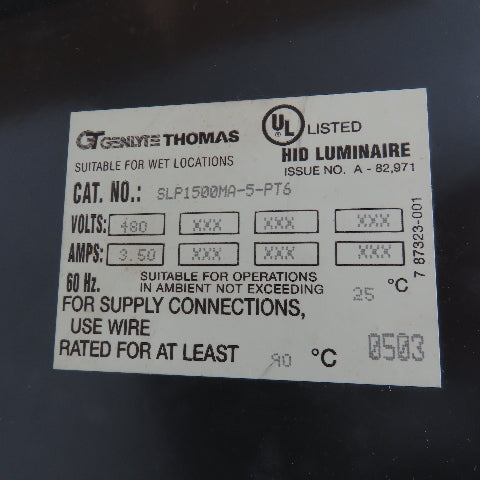 Genlyte Thomas SLP1500MA-5-PT6 480V 60Hz Wet Location Hanging HID Luminaire