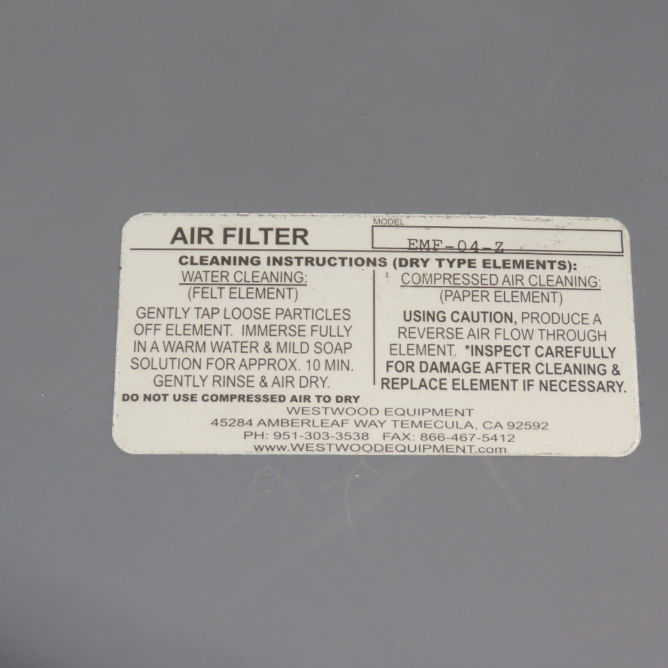 Westwood Equipment EMF-04-Z 10" Air Intake Filter 4" NPT NEW