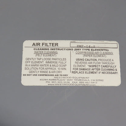 Westwood Equipment EMF-04-Z 10" Air Intake Filter 4" NPT NEW