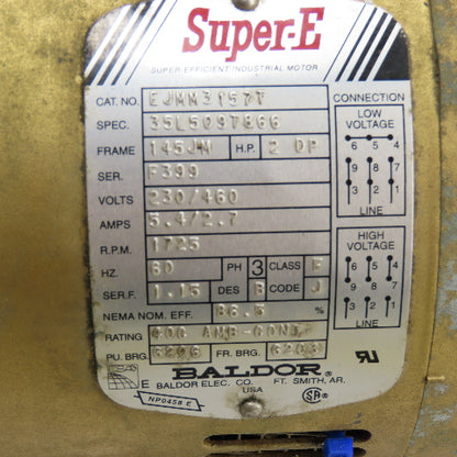Baldor EJMM3157T 2Hp Electric Motor 3Ph 230/460V 1725RPM 145JM Frame