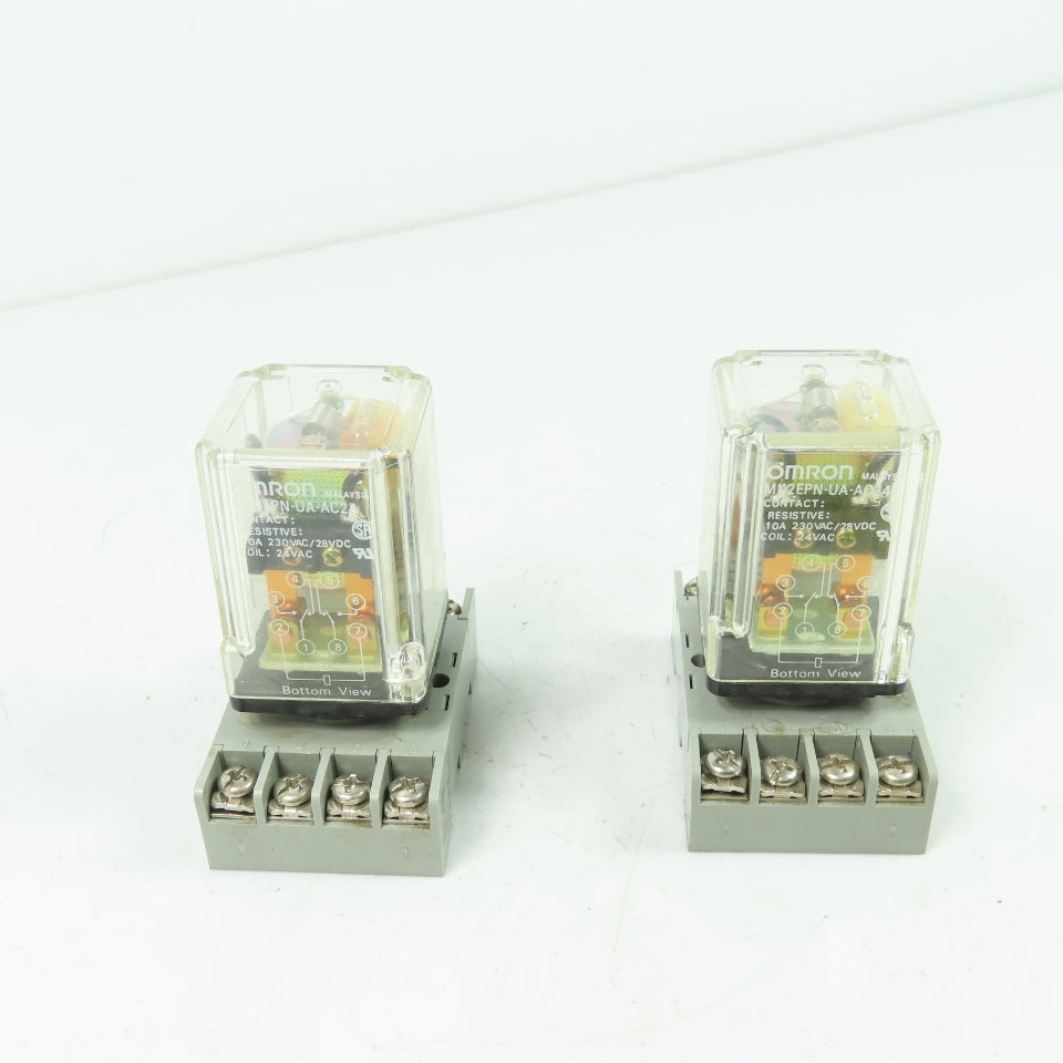Omron MK2EPN-UA-AC24 10A 230VAC Relay 24VDC Coil Lot of 2