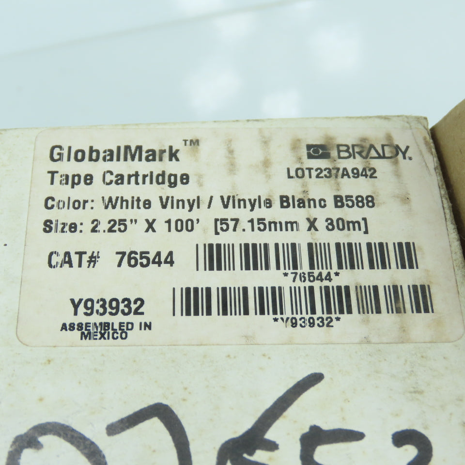 Brady 76544 GlobalMark White Vinyl Tape Cartridge 2.25" x 100'
