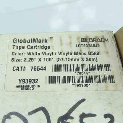 Brady 76544 GlobalMark White Vinyl Tape Cartridge 2.25" x 100'