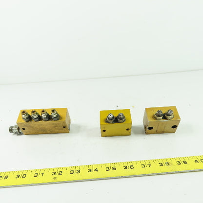 Lubrication Metering Manifold Lot Of (1) 4 Way & (2) 2 Way