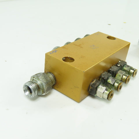 Lubrication Metering Manifold Lot Of (1) 4 Way & (2) 2 Way