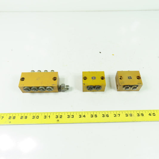 Lubrication Metering Manifold Lot Of (1) 4 Way & (2) 2 Way