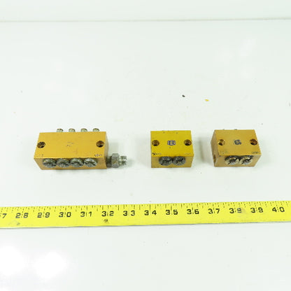 Lubrication Metering Manifold Lot Of (1) 4 Way & (2) 2 Way