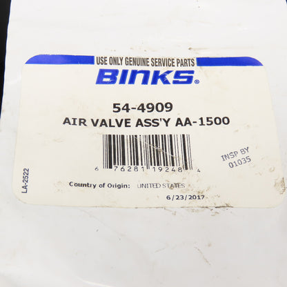 Binks 54-4909 Air Valve Assembly AA-1500 NIB