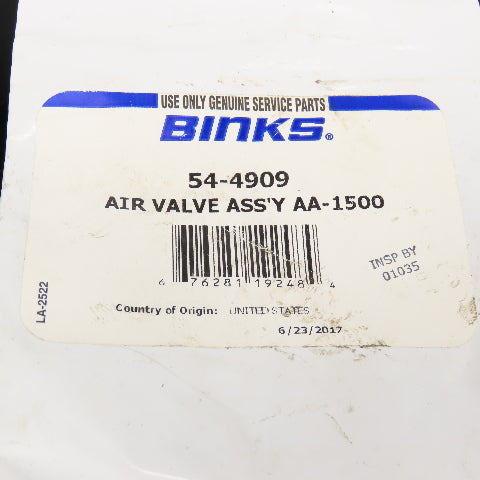 Binks 54-4909 Air Valve Assembly AA-1500 NIB