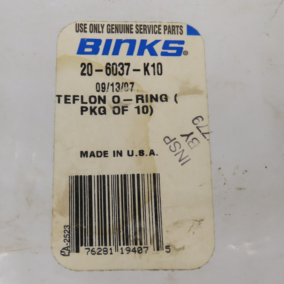 Binks 20-6037-K10 Teflon O-Ring Pack Of 10