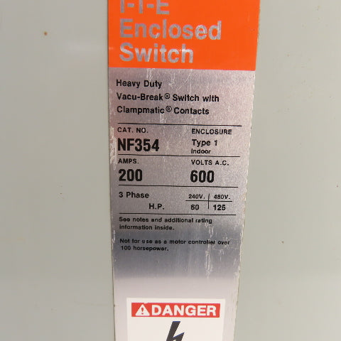 Siemens NF354 200A 600V Heavy Duty Non-Fusible Safety Disconnect Switch NOS