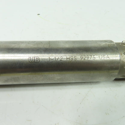 UB 1-1/2" HSS 10 Flute Chucking Reamer 13" OAL 6-1/2" Flutes 1-1/8" Shank USA