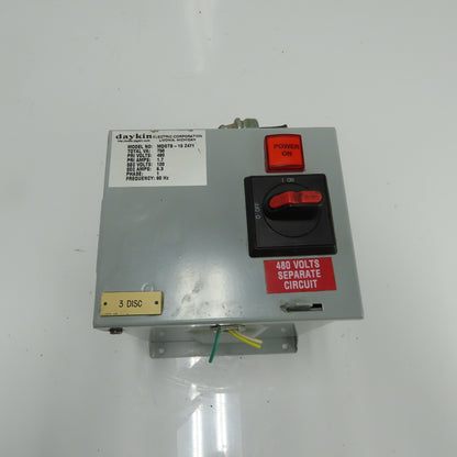 Daykin MDGTB-13 Disconnect Transformer Pri 480V Sec 120V 6.3A Total VA 750 1PH