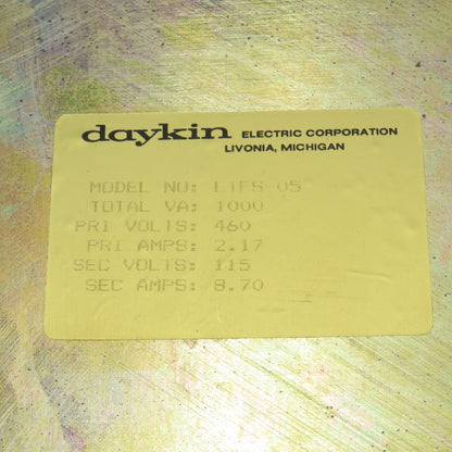 Daykin LTFS-05 Enclosed Disconnect Transformer Pri 460V Sec 115V 1000VA