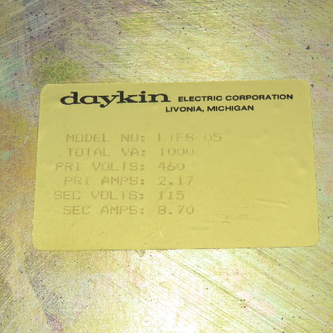 Daykin LTFS-05 Enclosed Disconnect Transformer Pri 460V Sec 115V 1000VA