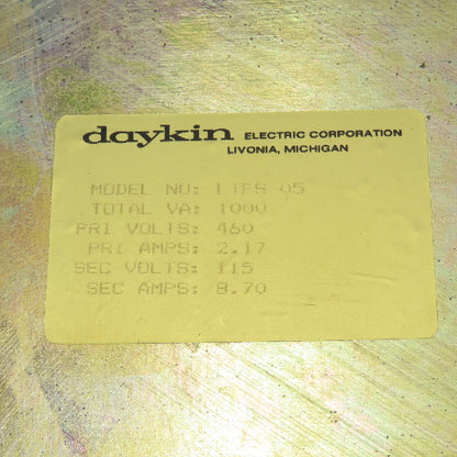 Daykin LTFS-05 Enclosed Disconnect Transformer Pri 460V Sec 115V 1000VA