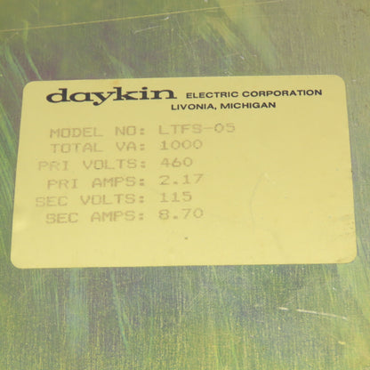 Daykin LTFS-05 Enclosed Disconnect Transformer Pri 460V Sec 115V 1000VA