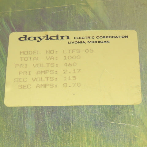 Daykin LTFS-05 Enclosed Disconnect Transformer Pri 460V Sec 115V 1000VA