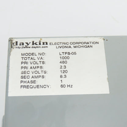 Daykin LTFS-05 Enclosed Disconnect Transformer Pri 460V Sec 120V 1000VA