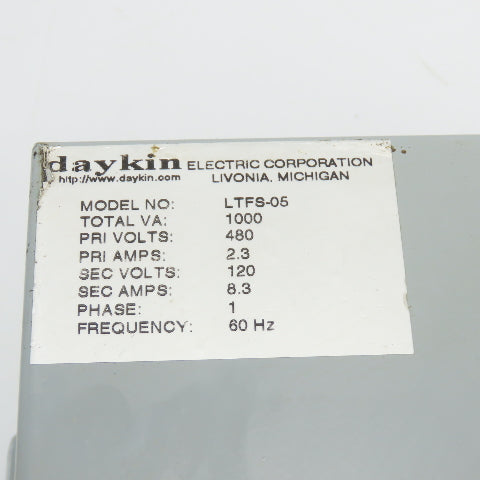Daykin LTFS-05 Enclosed Disconnect Transformer Pri 460V Sec 120V 1000VA