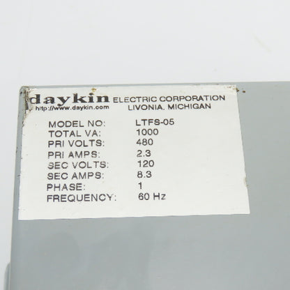 Daykin LTFS-05 Enclosed Disconnect Transformer Pri 460V Sec 120V 1000VA