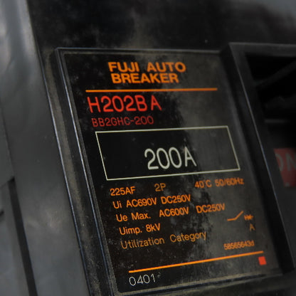 Fuji H202BA 200A Circuit breaker 600VAC 8KV W/ Disconnect Switch