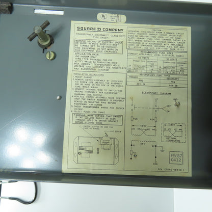 Square D SK5271N Class 9070 Transformer Disconnect Combo Pri 230/460 Sec 115V