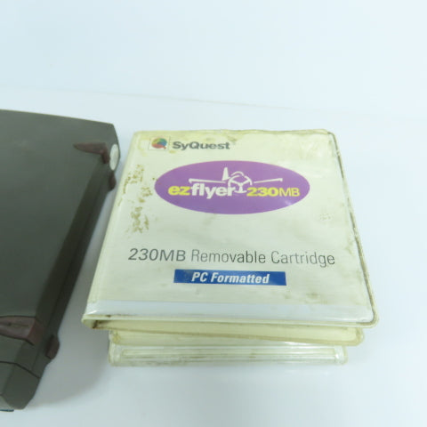 SyQuest 27001 Ezflyer 230mMB External Disk Drive W/ 3 Cartridges & Cord