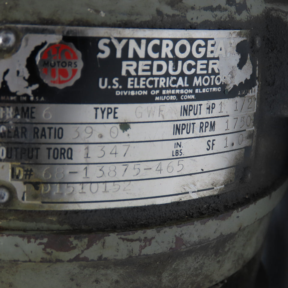 Baldor 27A02W64 90-100V DC 3/4Hp Gear Motor 39:1 Ratio 45RPM Output Tested