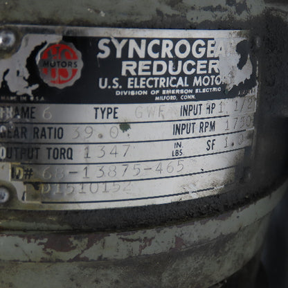 Baldor 27A02W64 90-100V DC 3/4Hp Gear Motor 39:1 Ratio 45RPM Output Tested
