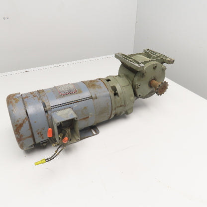 Baldor 27A02W64 90-100V DC 3/4Hp Gear Motor 39:1 Ratio 45RPM Output Tested