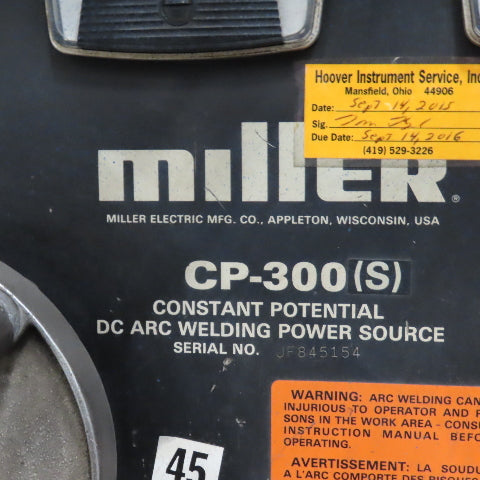Miller CP-300S 300A Constant Potential MIG Welder 230/460V 3PH 10A Feeder & Cart