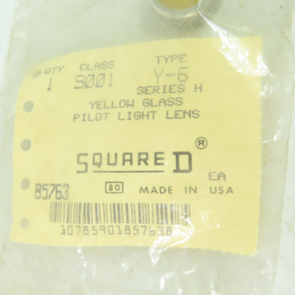 Square D Class 9001 Type Y-6 Yellow Glass Pilot Light Lens Lot Of 4