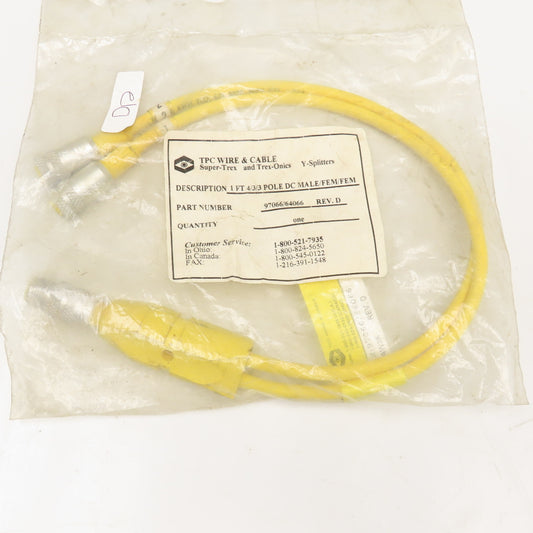 TPC Wire & Cable 97066/64066 4/3/3 Pole DC Male/Female/Female Y Splitter Cordset
