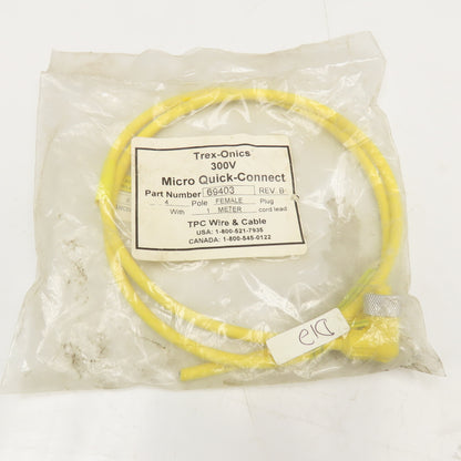 TPC Wire & Cable 69403 4 Pole Female Plug Cord Set 300V Flying Lead