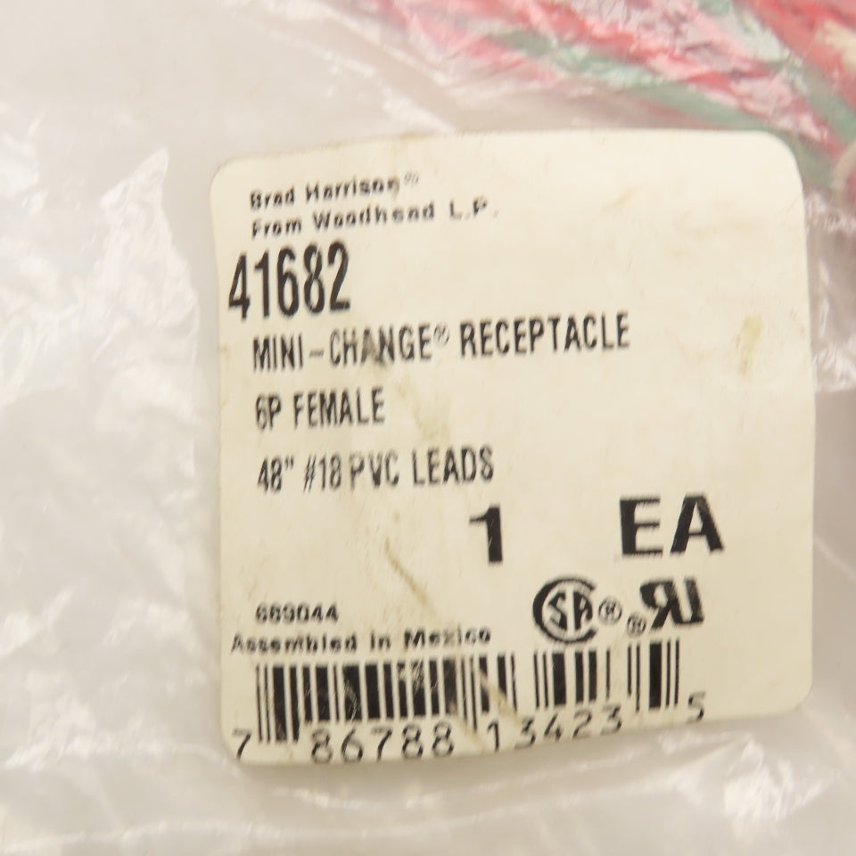 Daniel Woodhead 41682 Mini Change Receptacle 6P Female 48" #18PVC Leads 300V