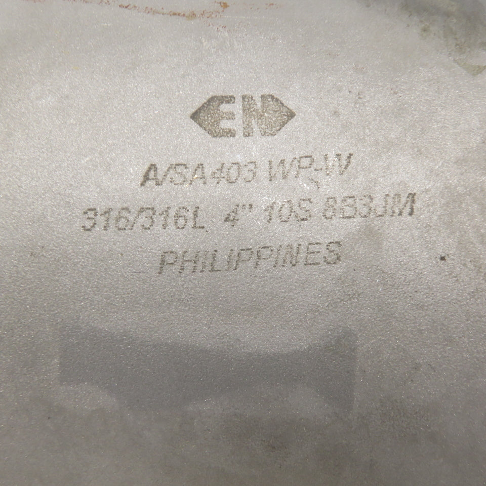 EN 8B3JM 45° ELBOW 4" Schedule 10 316/L Stainless Steel Pipe Weld Fitting