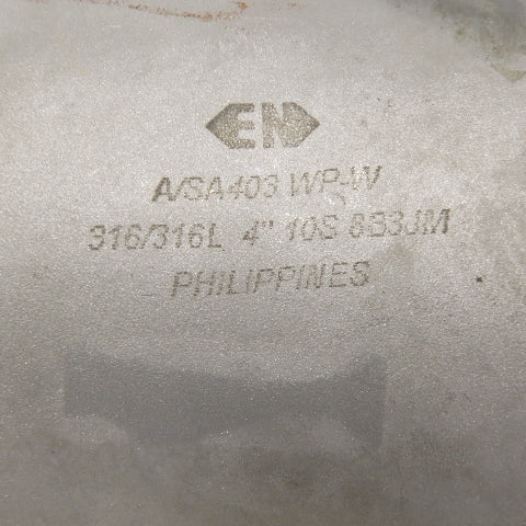 EN 8B3JM 45° ELBOW 4" Schedule 10 316/L Stainless Steel Pipe Weld Fitting