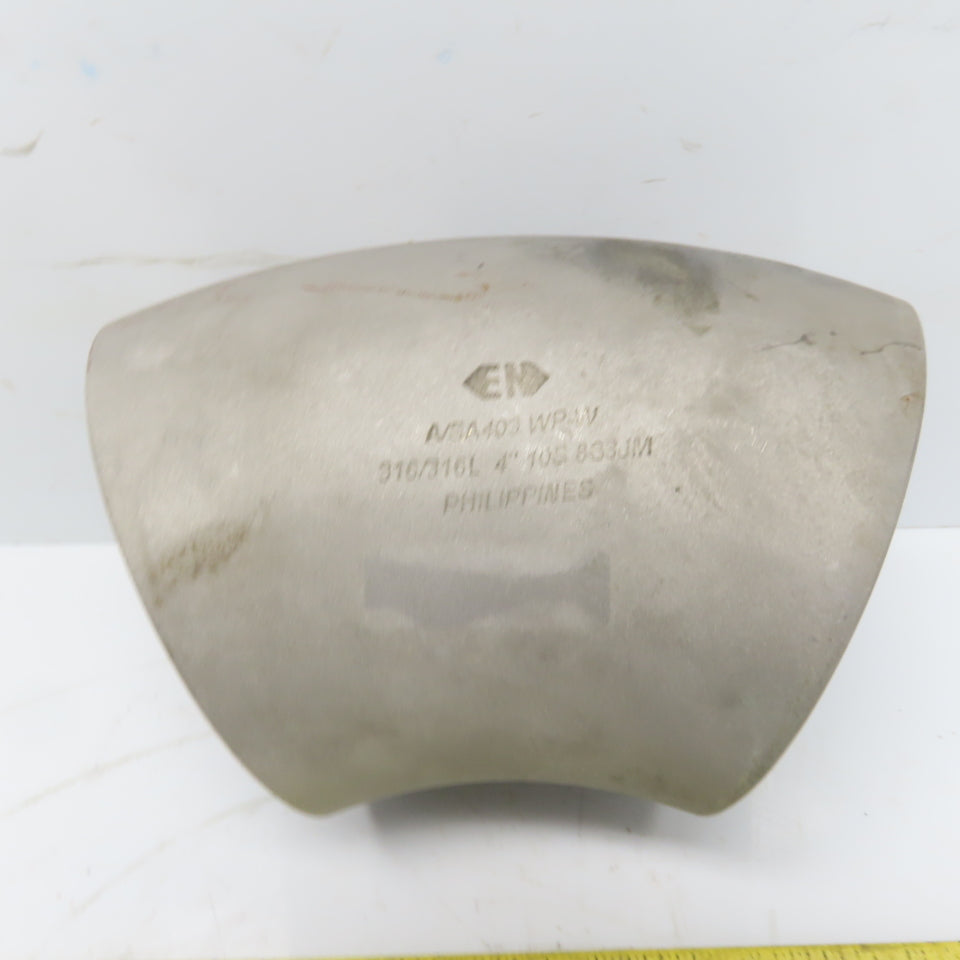 EN 8B3JM 45° ELBOW 4" Schedule 10 316/L Stainless Steel Pipe Weld Fitting