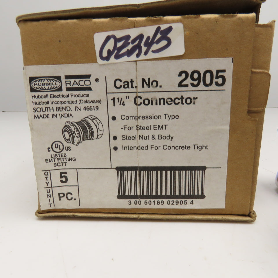 Raco 2905 1-1/4" Compression EMT Rigid Conduit Connector Lot Of 5