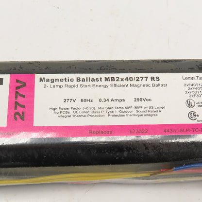 Sylvania MB2X40277RSSRNK 277 2 Lamp Rapid Start Electronic Ballast 277V