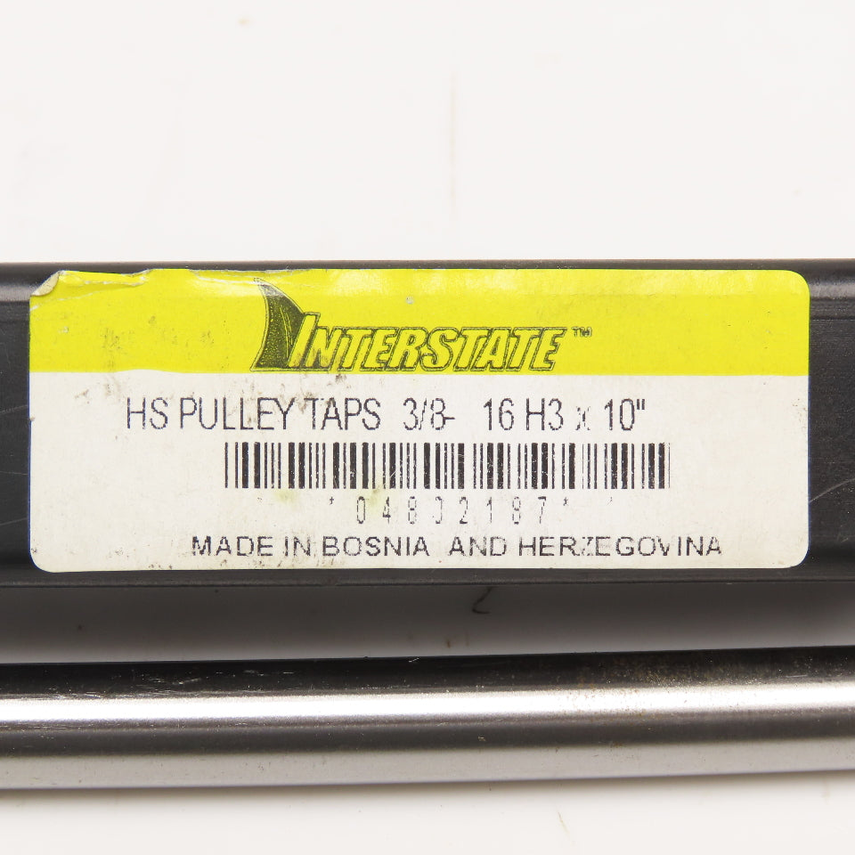 Interstate 04802187 3/8-16 UNC 4 Flute Plug Hand Pulley Tap 10" OAL